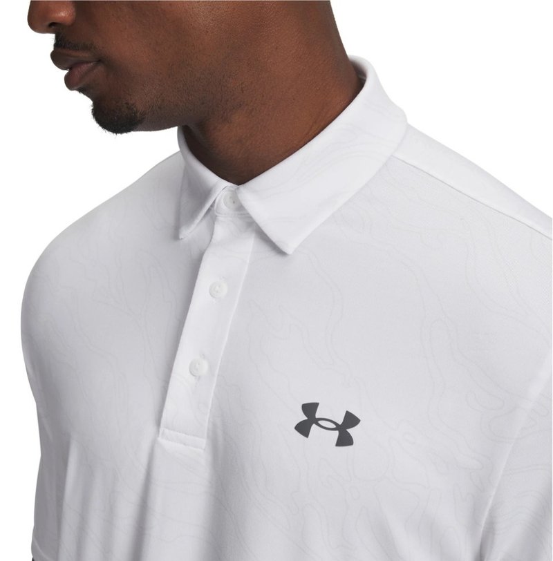 Under Armour Playoff 3.0 Printed heren polo, wit/distant grey