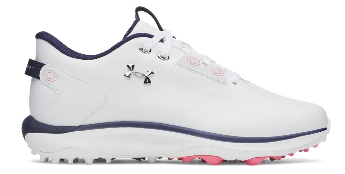 Under Armour Drive Fade 2 Spikeless dames golfschoenen, wit/metallic zilver