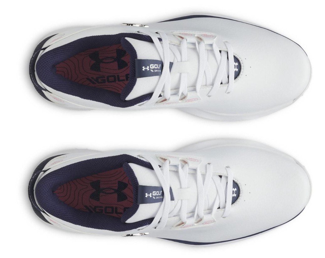 Under Armour Drive Fade 2 Spikeless dames golfschoenen, wit/metallic zilver