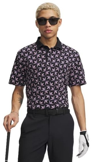 Under Armour ArmourDry Printed heren polo, zwart/posh pink/wit