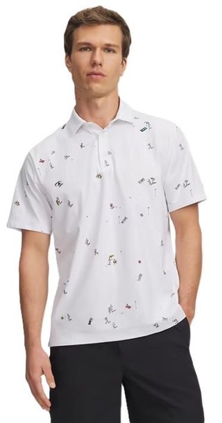 Under Armour ArmourDry Printed heren polo, wit/rack green/zwart