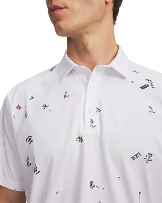 Under Armour ArmourDry Printed heren polo, wit/rack green/zwart