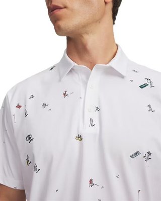 Under Armour ArmourDry Printed heren polo, wit/rack green/zwart