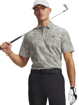 Under Armour Drive Chill Printed heren polo, titanium/clay green/black