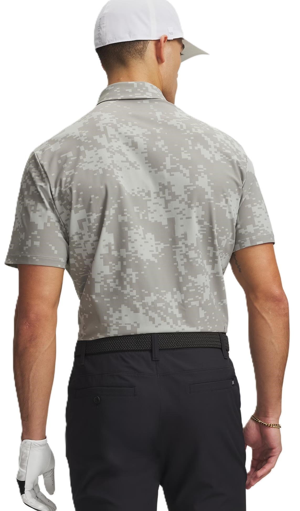 Under Armour Drive Chill Printed heren polo, titanium/clay green/black