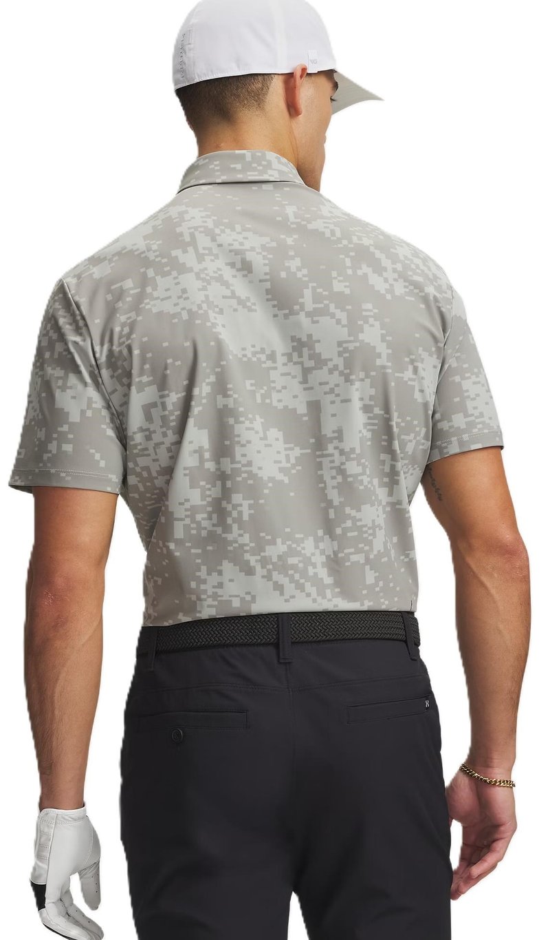 Under Armour Drive Chill Printed heren polo, titanium/clay green/black