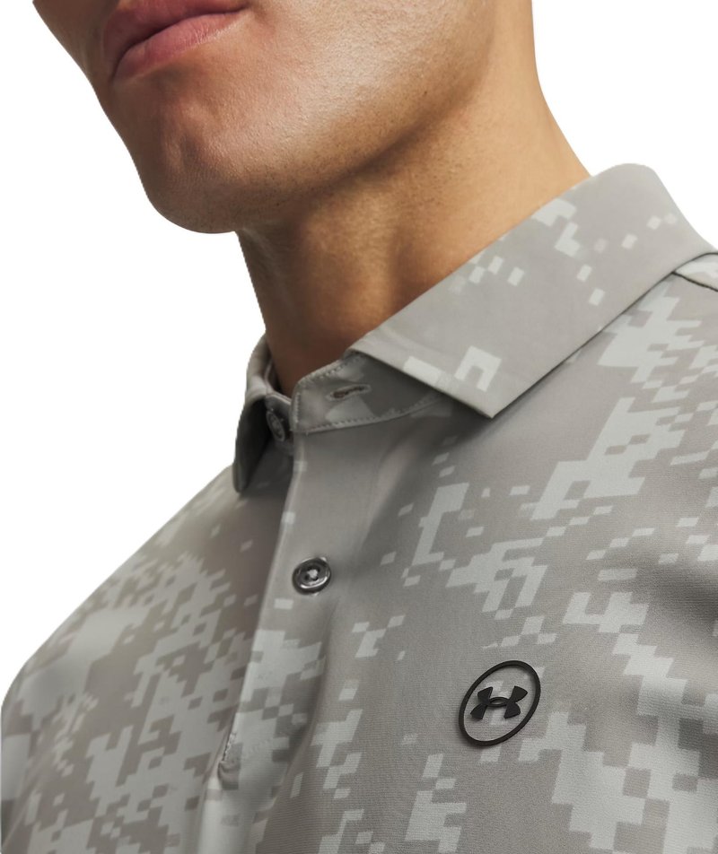 Under Armour Drive Chill Printed heren polo, titanium/clay green/black