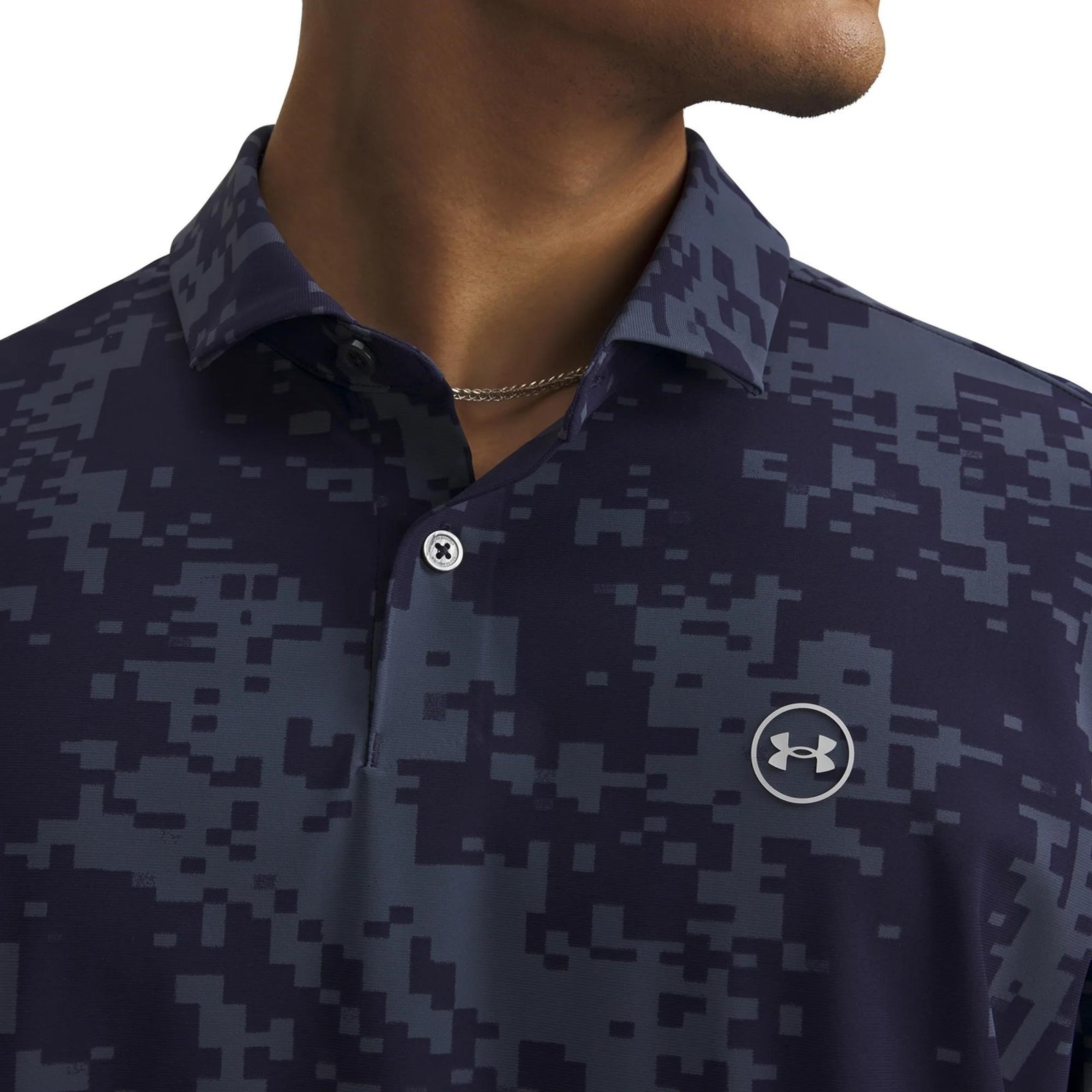 Under Armour Drive Chill Printed heren polo, midnight navy/halo grey