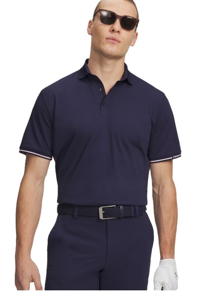 Under Armour Dry Pique heren polo, midnight navy/prime pink