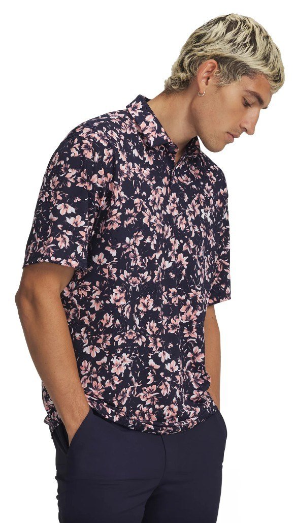 Under Armour Matchplay Printed heren polo, midnight navy/posh pink