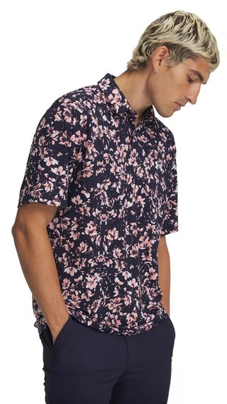 Under Armour Matchplay Printed heren polo, midnight navy/posh pink