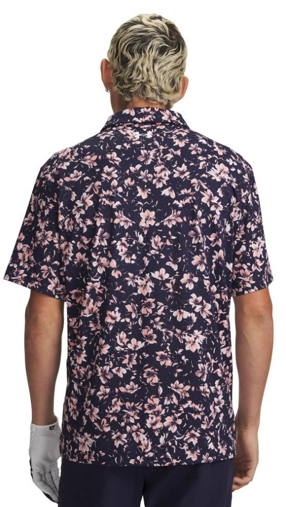 Under Armour Matchplay Printed heren polo, midnight navy/posh pink