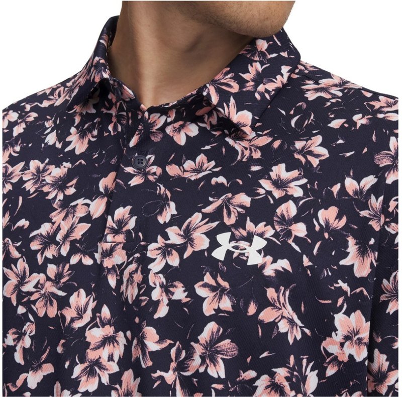 Under Armour Matchplay Printed heren polo, midnight navy/posh pink