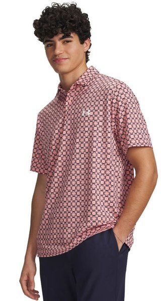 Under Armour Matchplay Printed heren polo, posh pink/midnight navy