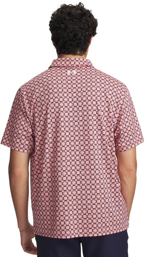 Under Armour Matchplay Printed heren polo, posh pink/midnight navy