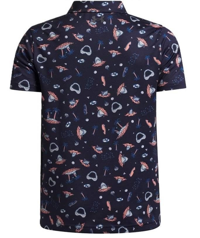 Under Armour Matchplay Printed junior polo, midnight navy/posh pink/castlerock