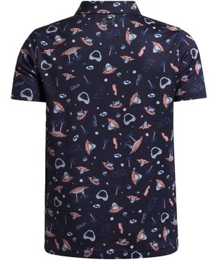 Under Armour Matchplay Printed junior polo, midnight navy/posh pink/castlerock