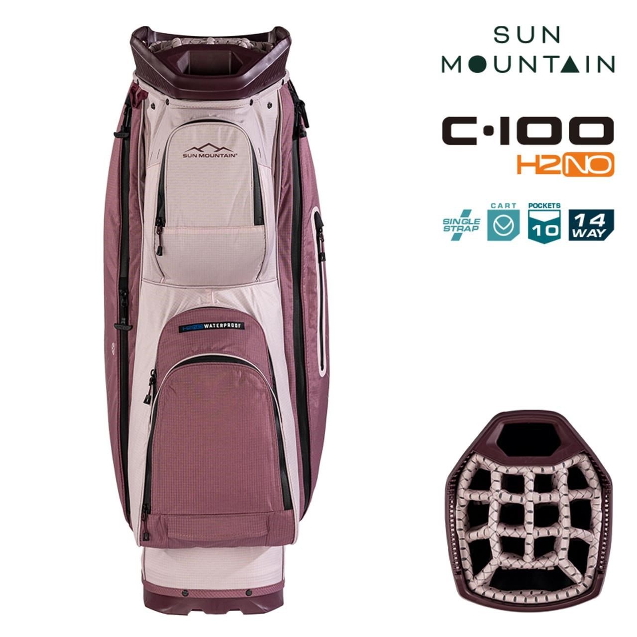 Sun Mountain H2NO C100 Waterproof cart bag, mauve/powder/wine