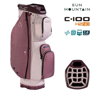 Sun Mountain H2NO C100 Waterproof cart bag, mauve/powder/wine