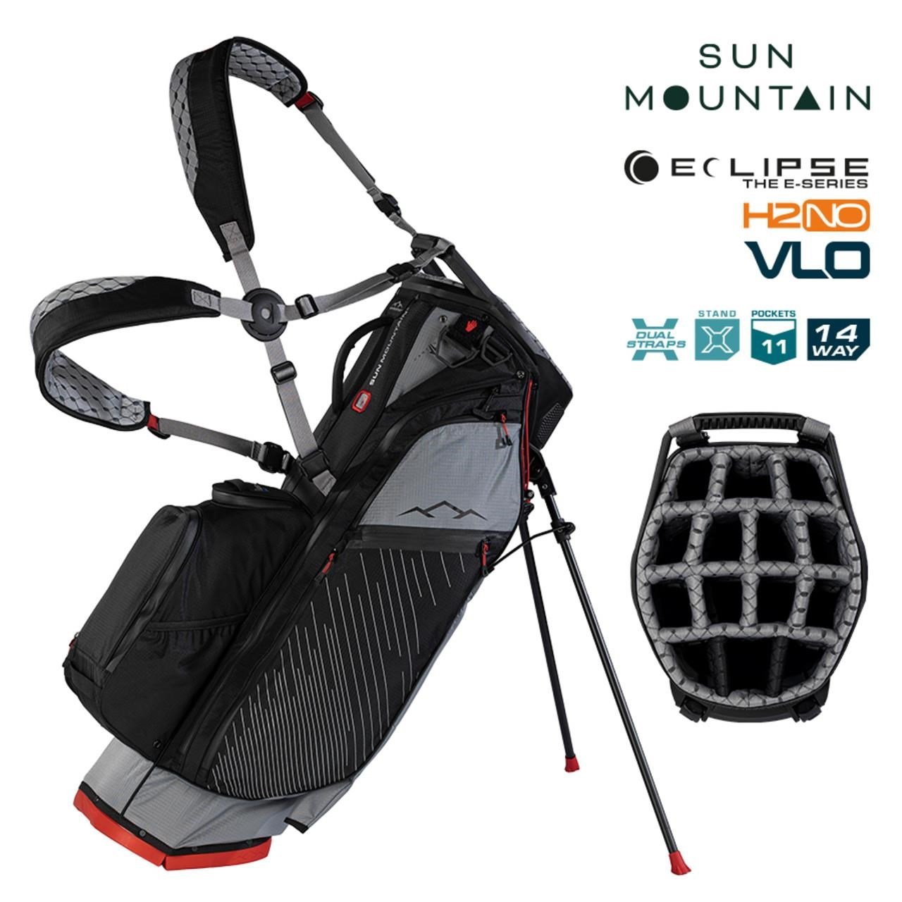 Sun Mountain H2NO E-4.5 14 Way VLO waterproof stand bag, nickel/black/red
