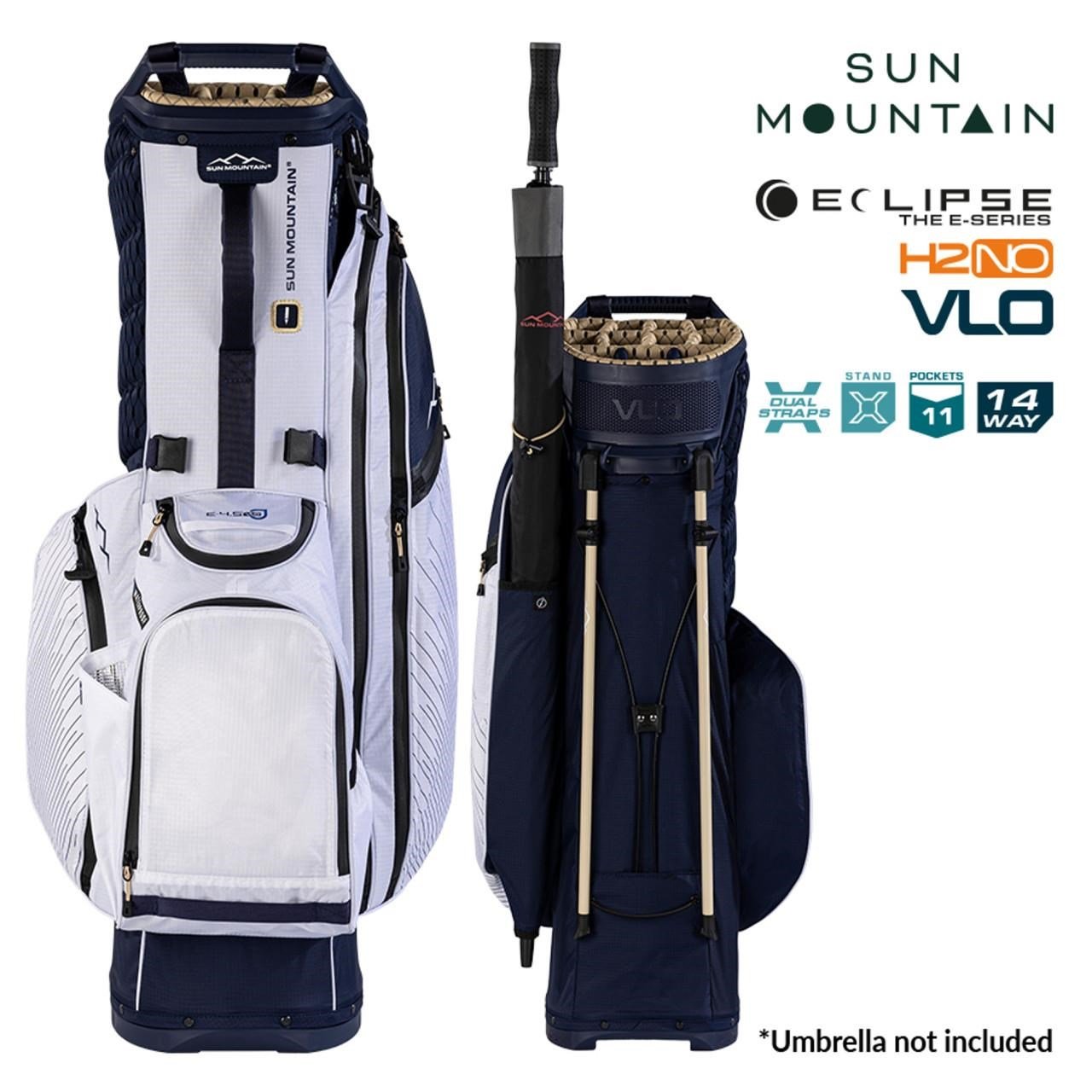 Sun Mountain H2NO E-4.5 14 WAY VLO Waterproof stand bag, navy/gold/white