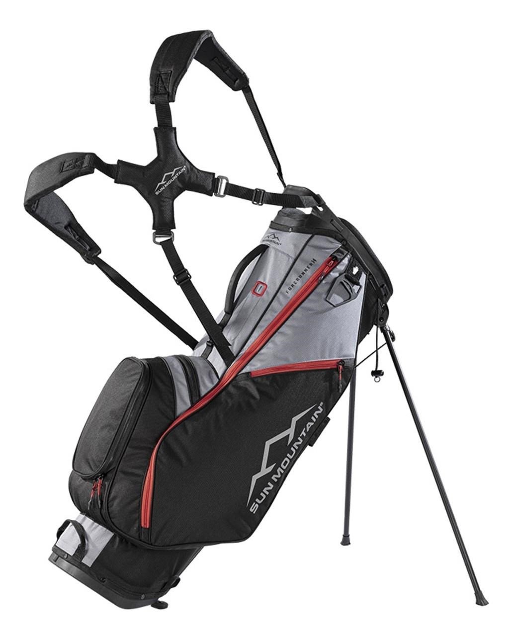 Sun Mountain Forerunner stand bag, zwart/nikkel/rood