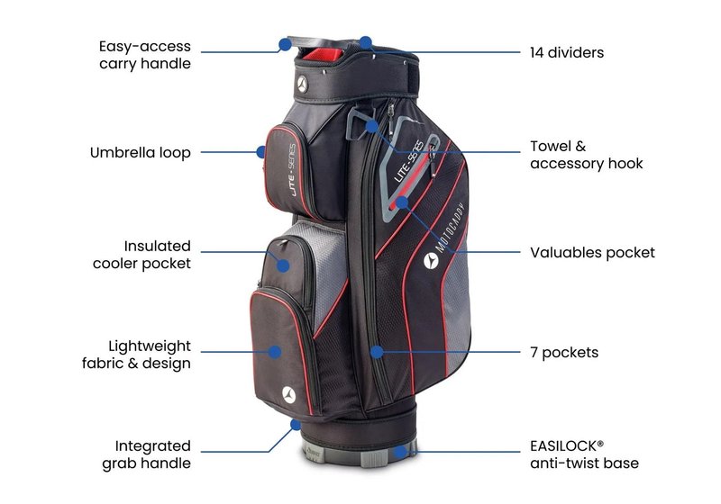 Motocaddy NEW Lite-Series cart bag 2026, zwart/blauw