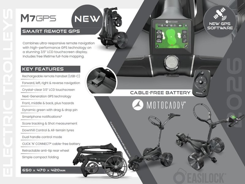 Motocaddy NEW M7 REMOTE DHC elektrische trolley 2026, M7 Ultra Lithium, grafiet