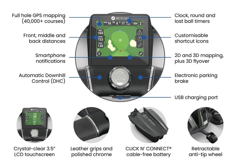 Motocaddy NEW M-TECH GPS elektrische trolley 2026, Ultra Lithium 36+, grafiet