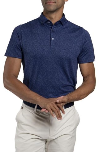 KJUS Lance Printed heren polo, atlanta blue