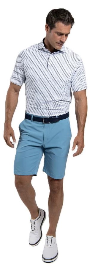KJUS Golfer heren polo, wit/atlanta blue