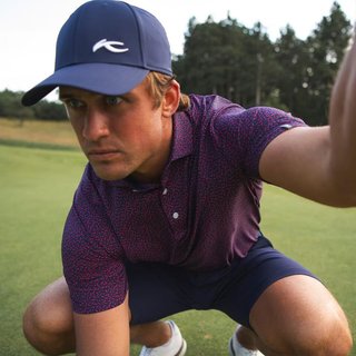 KJUS Golfer heren polo, rhubarb/atlanta blue