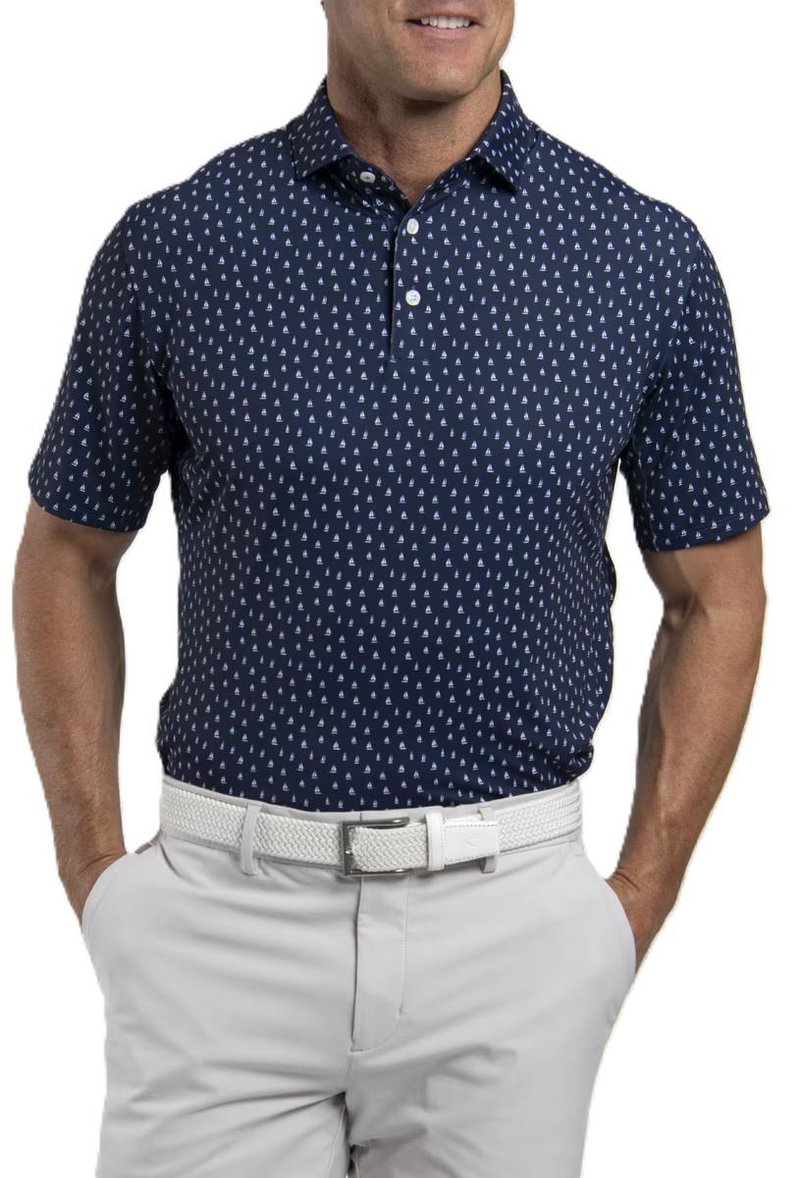 KJUS Golfer heren polo, atlanta blue/white