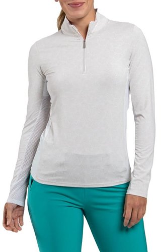 KJUS Sunshine Printed Half-Zip dames sweatshirt, oyster/white