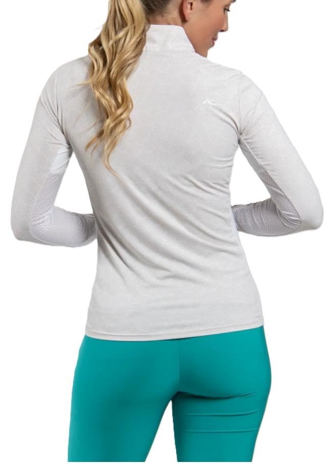 KJUS Sunshine Printed Half-Zip dames sweatshirt, oyster/white
