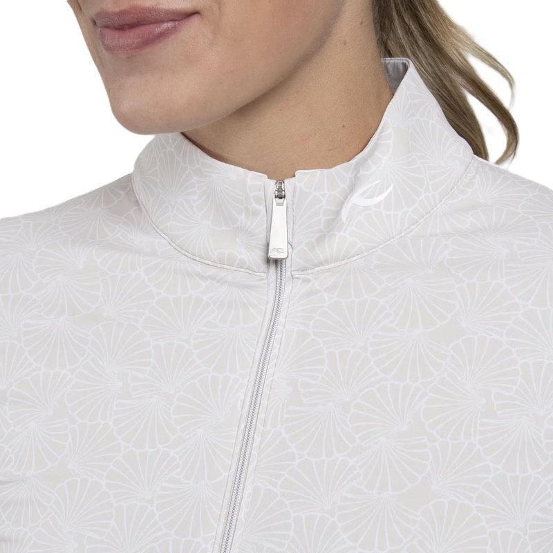 KJUS Sunshine Printed Half-Zip dames sweatshirt, oyster/white