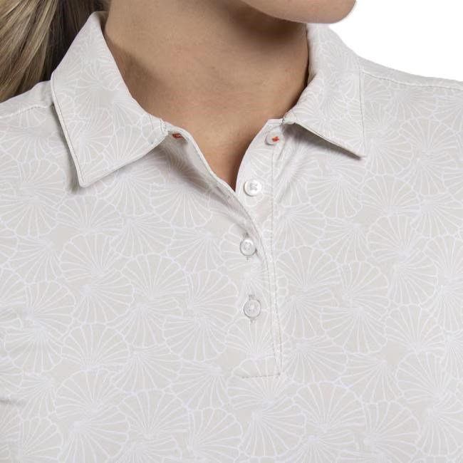 KJUS Enya Printed dames polo, oyster/white