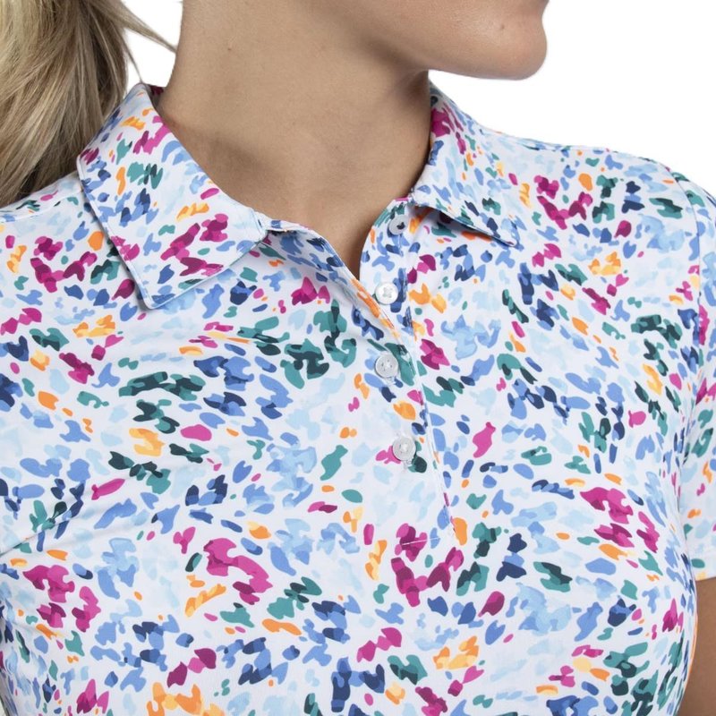 KJUS Enya Printed dames polo, white/poolside