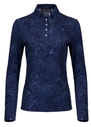 KJUS Hollow Pima Print longsleeve dames polo, atlanta blue/atlanta blue