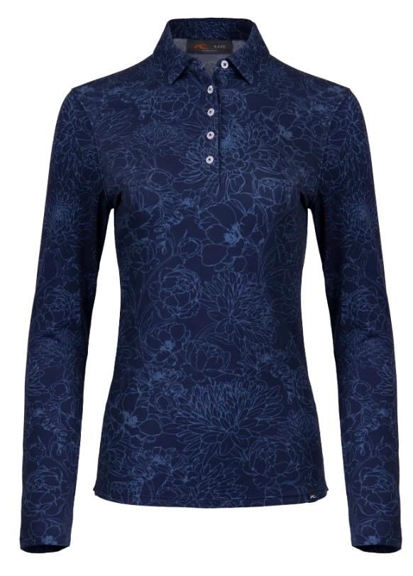 KJUS Hollow Pima Print longsleeve dames polo, atlanta blue/atlanta blue
