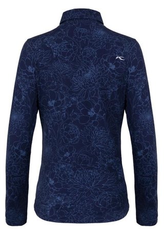 KJUS Hollow Pima Print longsleeve dames polo, atlanta blue/atlanta blue