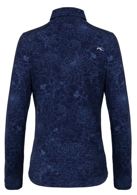 KJUS Hollow Pima Print longsleeve dames polo, atlanta blue/atlanta blue