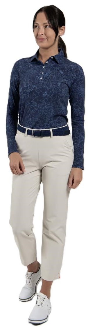 KJUS Hollow Pima Print longsleeve dames polo, atlanta blue/atlanta blue