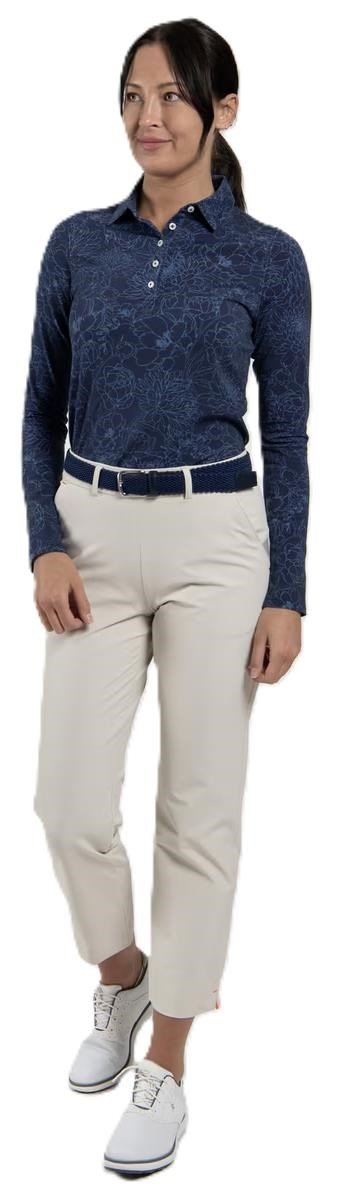 KJUS Hollow Pima Print longsleeve dames polo, atlanta blue/atlanta blue