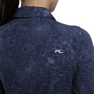 KJUS Hollow Pima Print longsleeve dames polo, atlanta blue/atlanta blue
