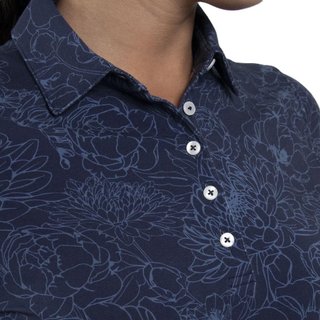 KJUS Hollow Pima Print longsleeve dames polo, atlanta blue/atlanta blue