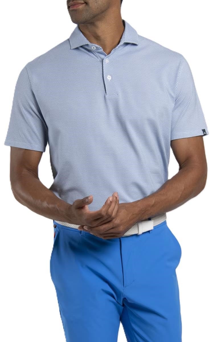 KJUS Hollow Pima Print heren polo, white/catamaran