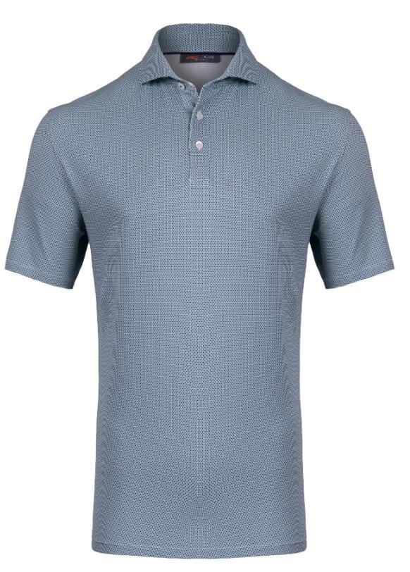 KJUS Hollow Pima Print heren polo, riverbank/white