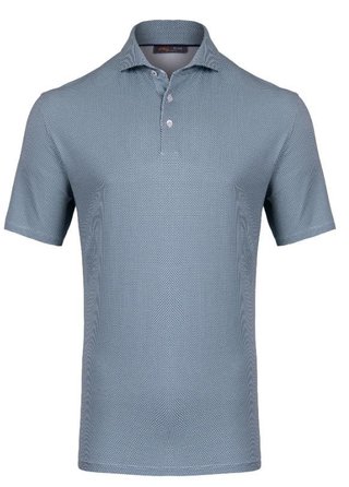 KJUS Hollow Pima Print heren polo, riverbank/white
