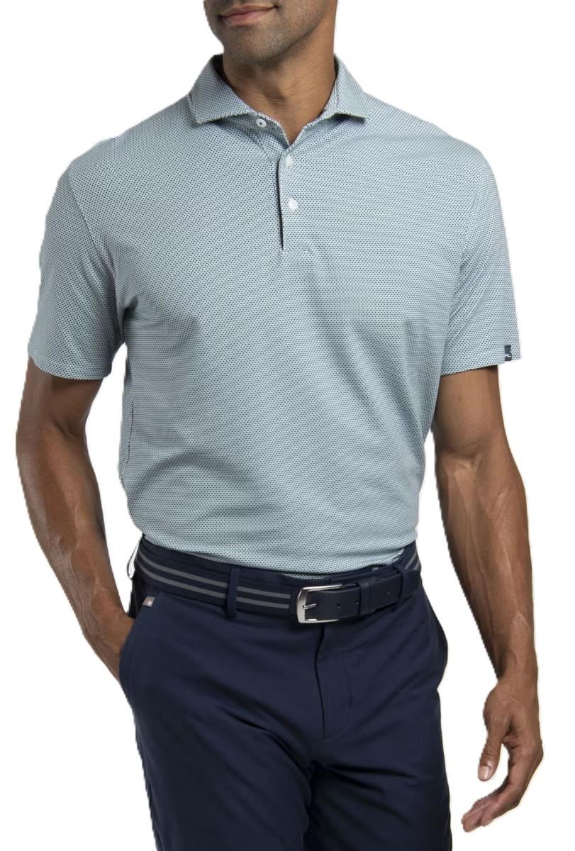 KJUS Hollow Pima Print heren polo, riverbank/white